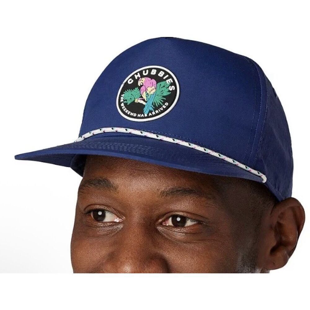 Chubbies Retro Parrot SnapBack The Weekend Has Arrived Rope Nylon Hat, Navy. NWT